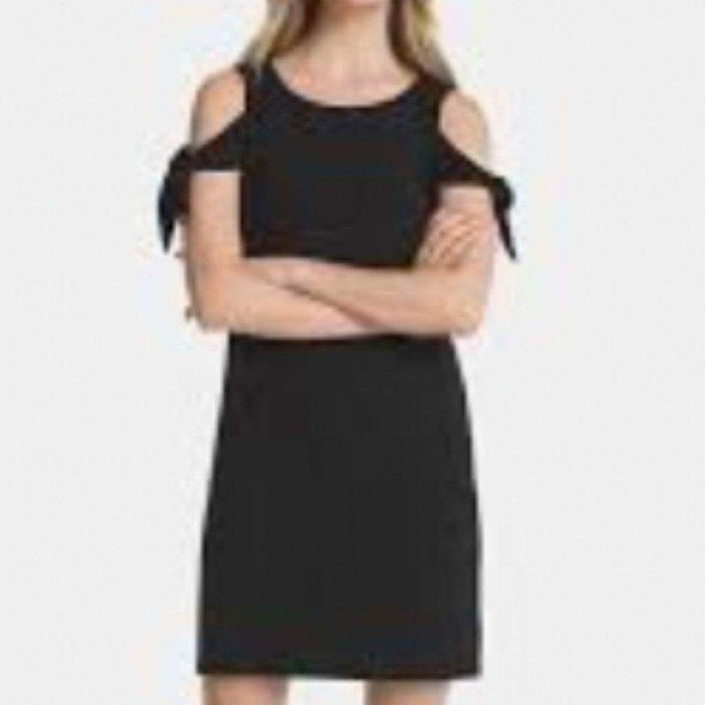 White House Black Market Cold Shoulder Tie Sleeve Dress Small